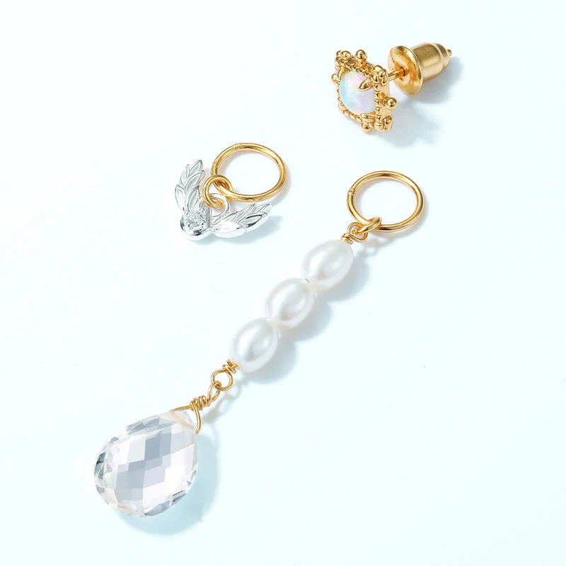 Detachable Pearl And Crystal Earrings