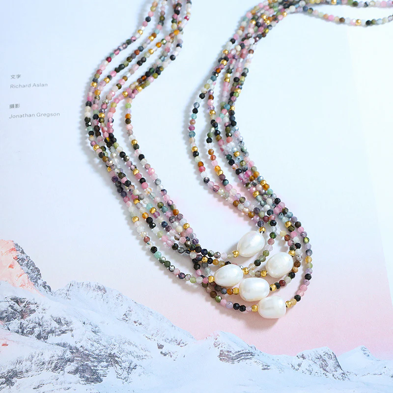 Freshwater Pearl and Tourmaline Necklace