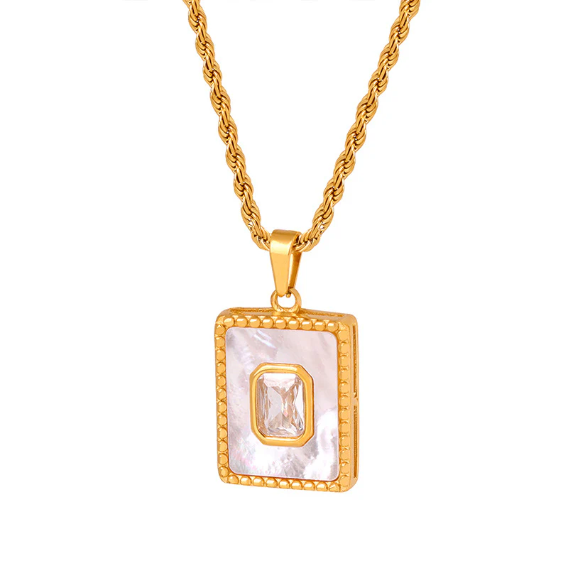 Square Mother of Pearl Necklace