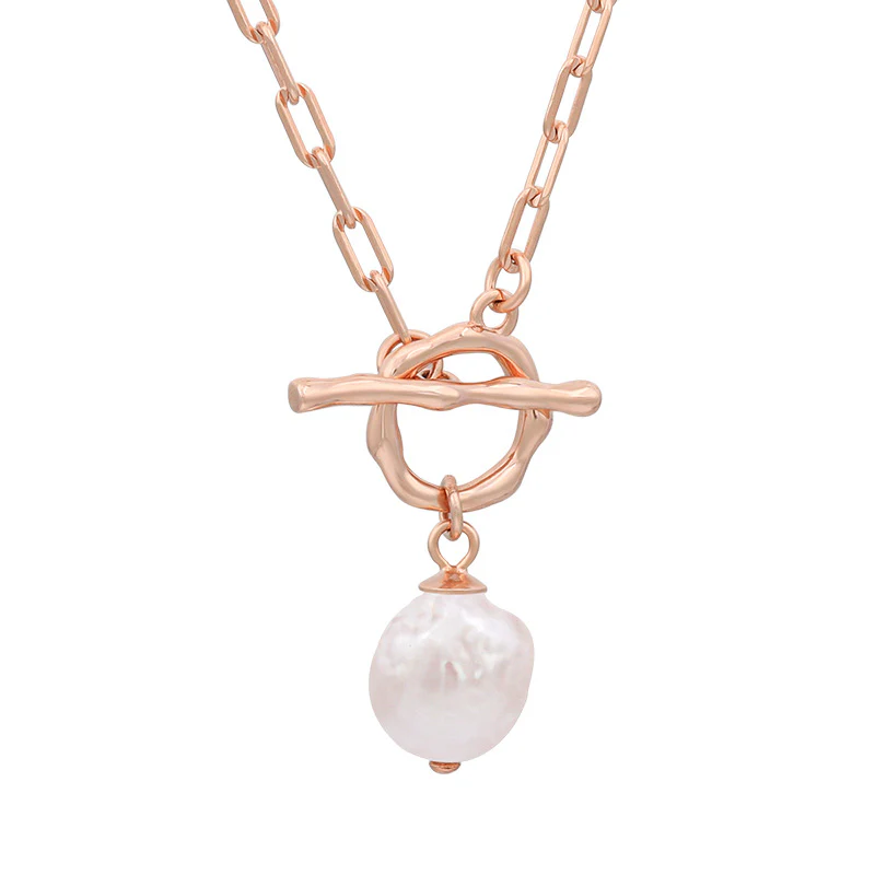OT Clasp Single Pearl Pendant Necklace