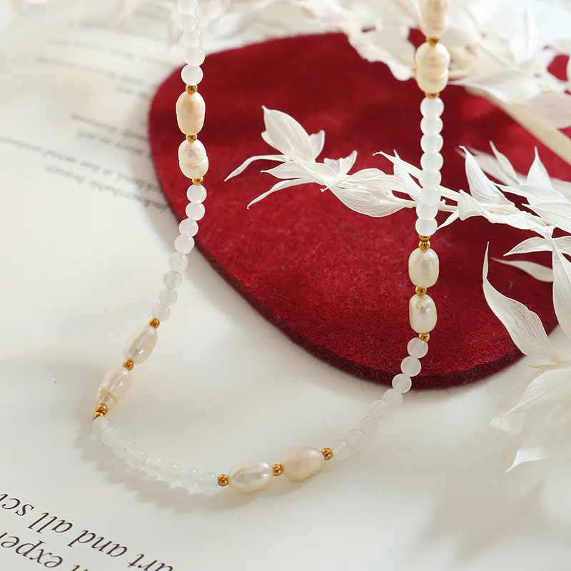 Jade and Freshwater Pearl Beaded Necklace