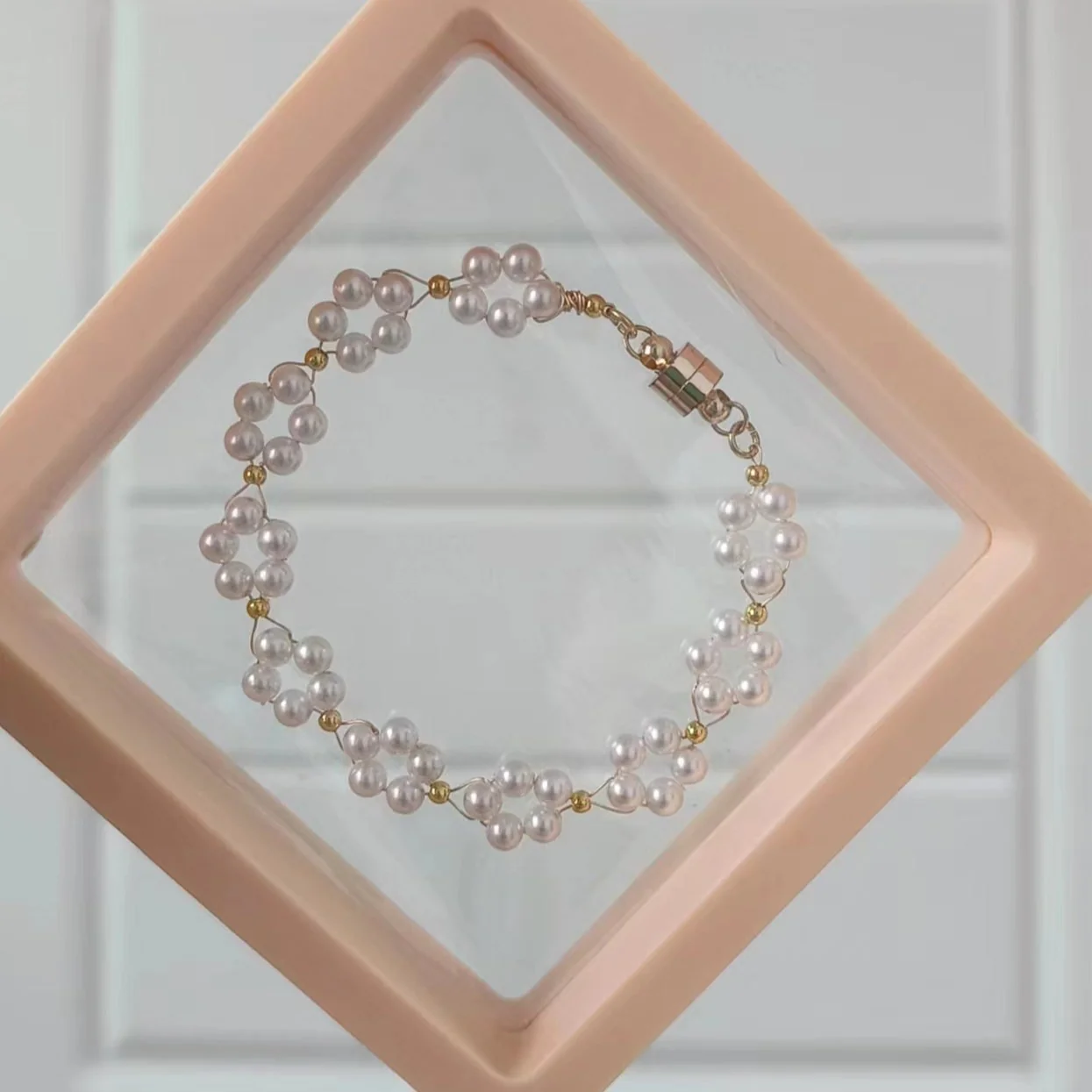 Handmade Flower Pearl Bracelet