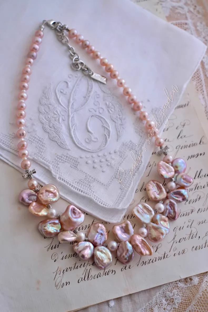 【Monet Garden Collection】 Handmade Waltz Baroque Pearl Necklace