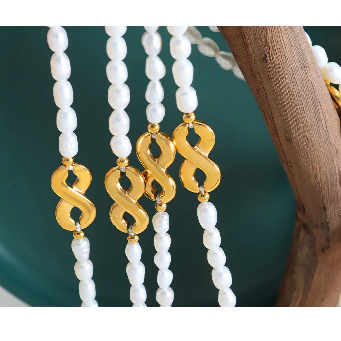 Infinity Clasp Stitching Freshwater Pearl Necklace