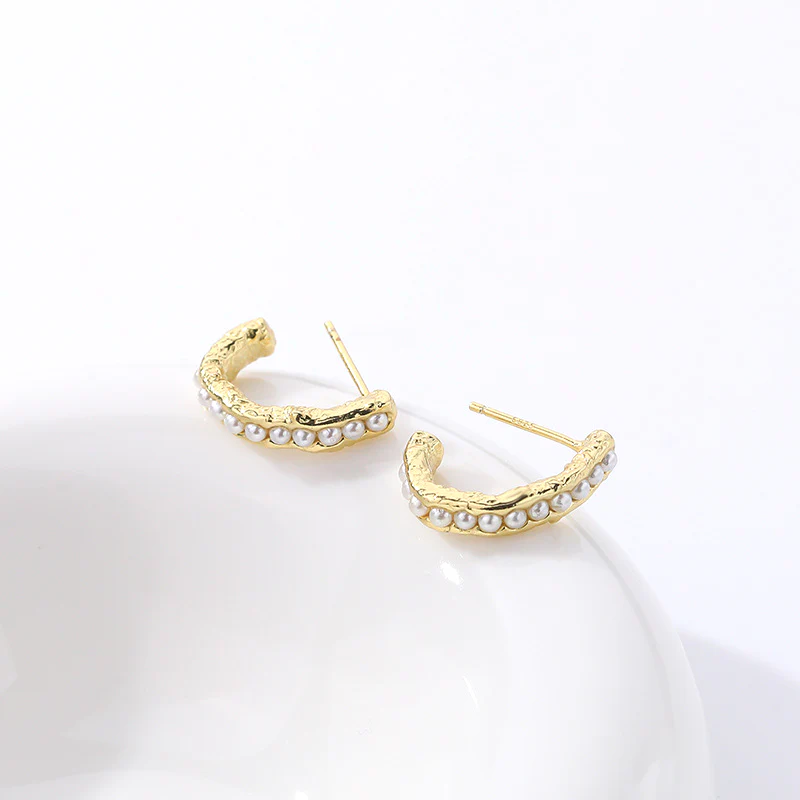 Gold C Earrings