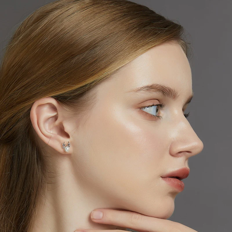 Elk Horns Christmas Pearl Earrings