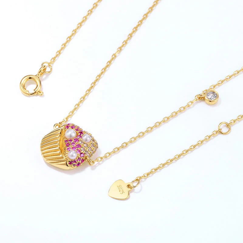 Cupcake Pearl Pendant Necklace