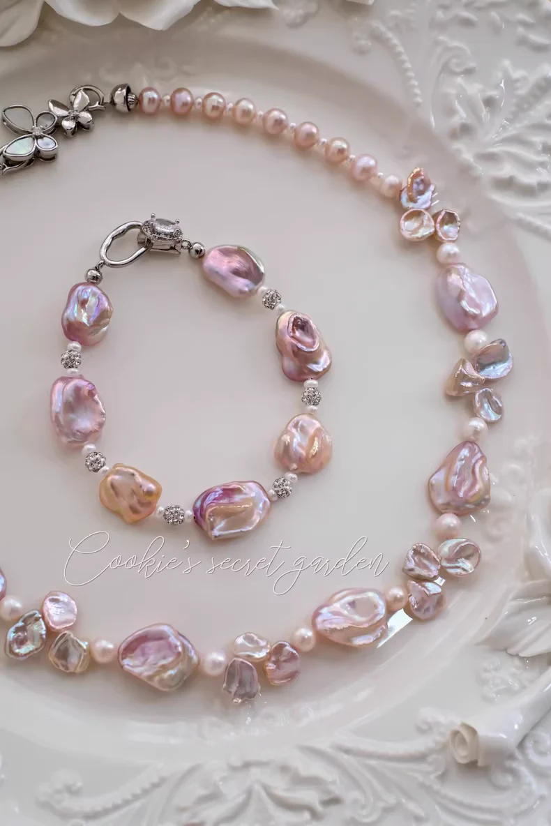 【Monet Garden Collection】 Handmade Dreamy Sweet Baroque Pearl Bracelet