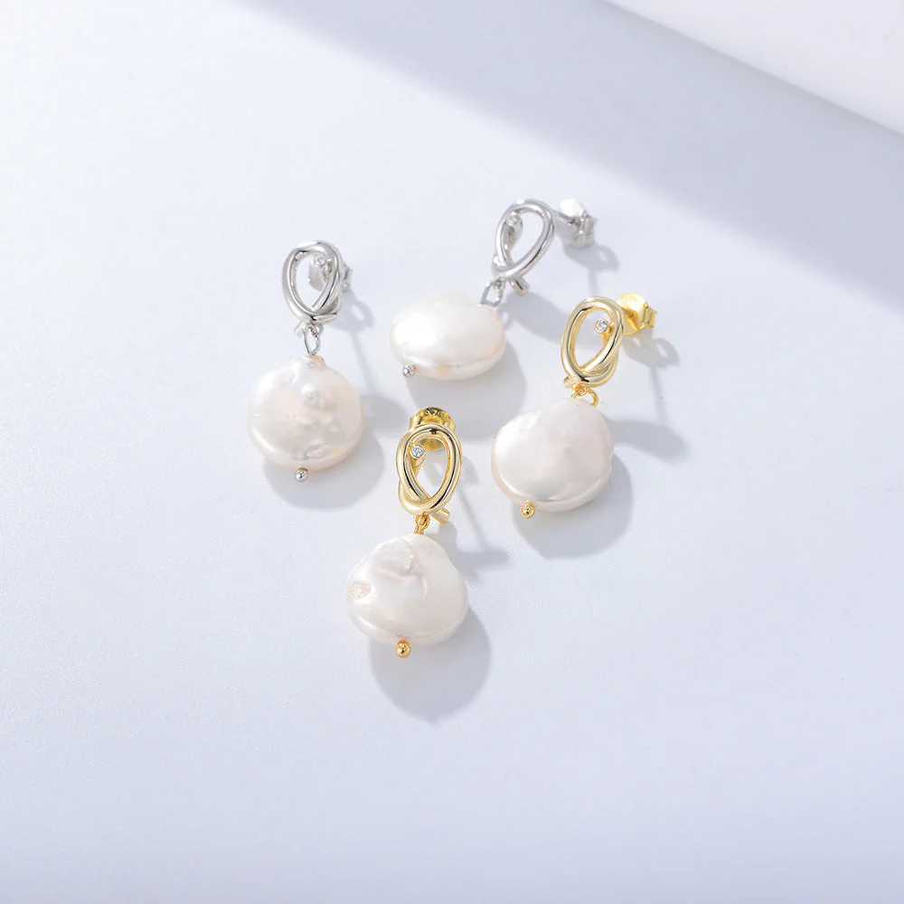 Baroque Pearl Flat Pearl Earrings