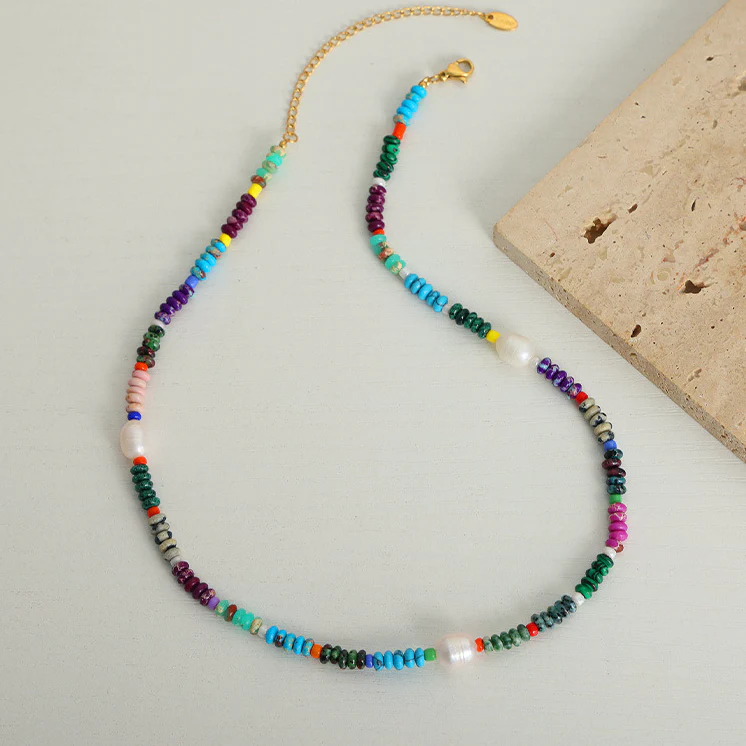 Colorful Natural Turquoise Freshwater Pearl Necklace