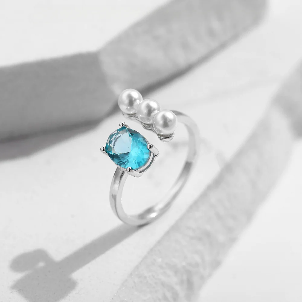 Aquamarine and Pearl Ring
