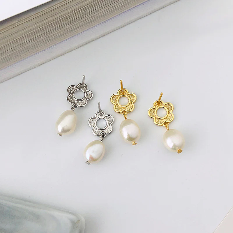 Pearl Dangle Floral Studs Earrings