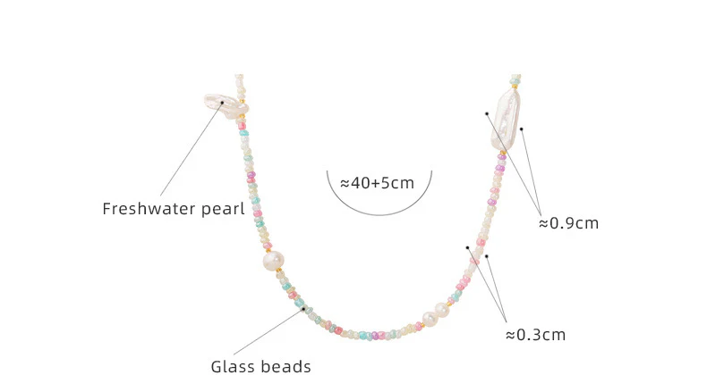Baroque Pearl and Color Glass Beads Necklace