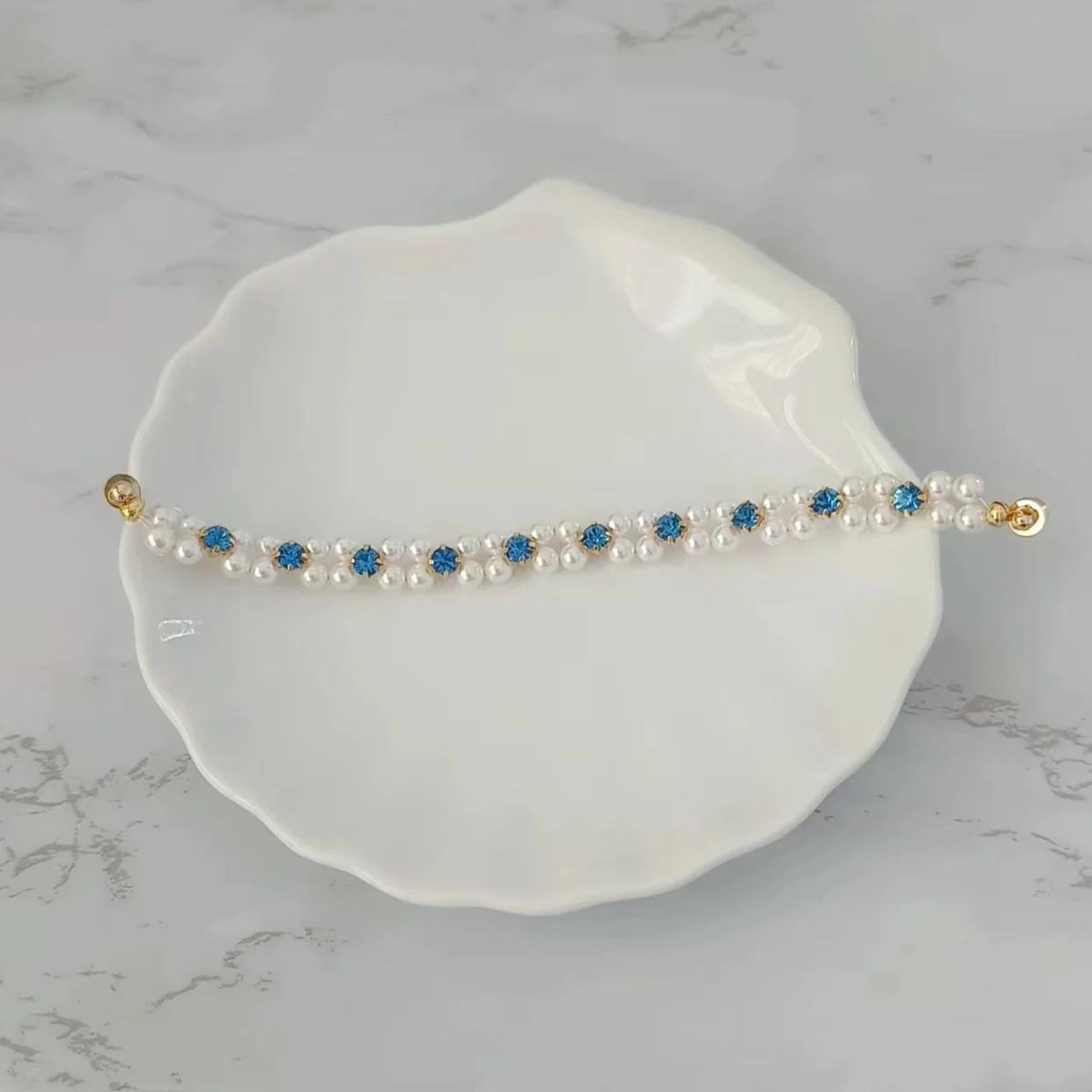 Handmade Diamond Pearl Bracelet