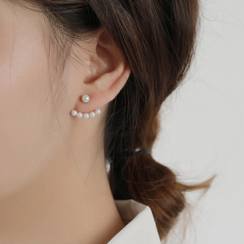 2 Wear Ways Pearl Fan Earrings