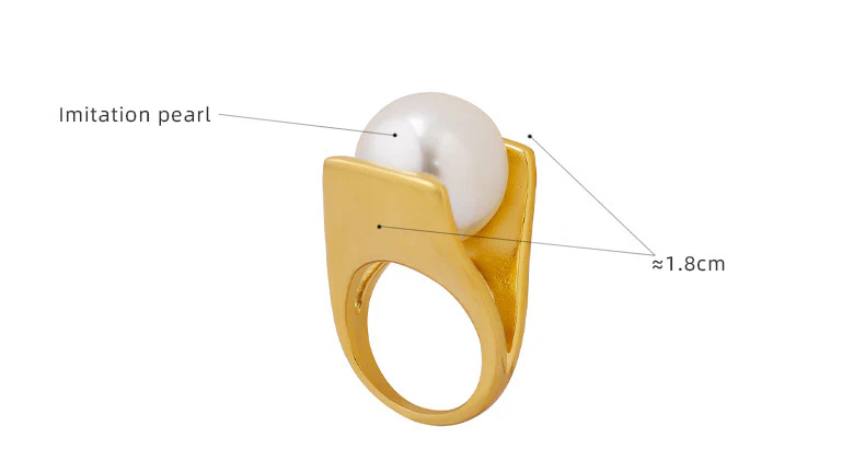 V Shape Inlay Large Pearl Ring