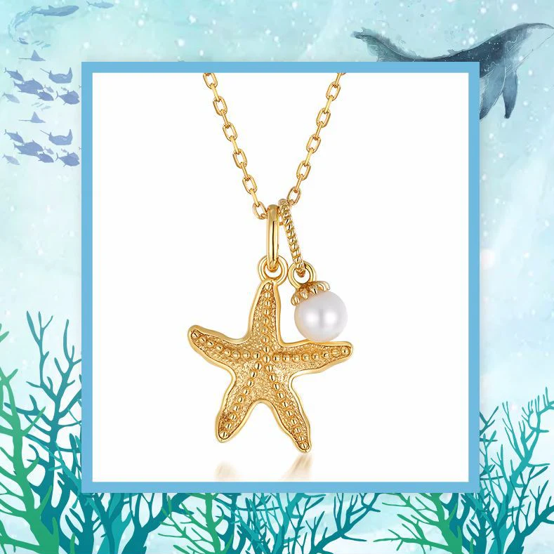 Pearl and Gold Starfish Necklace