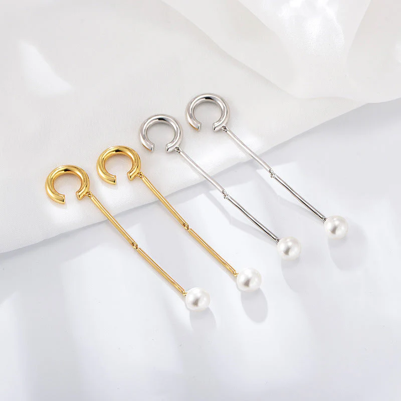 Long Drop Pearl Tassel Earrings