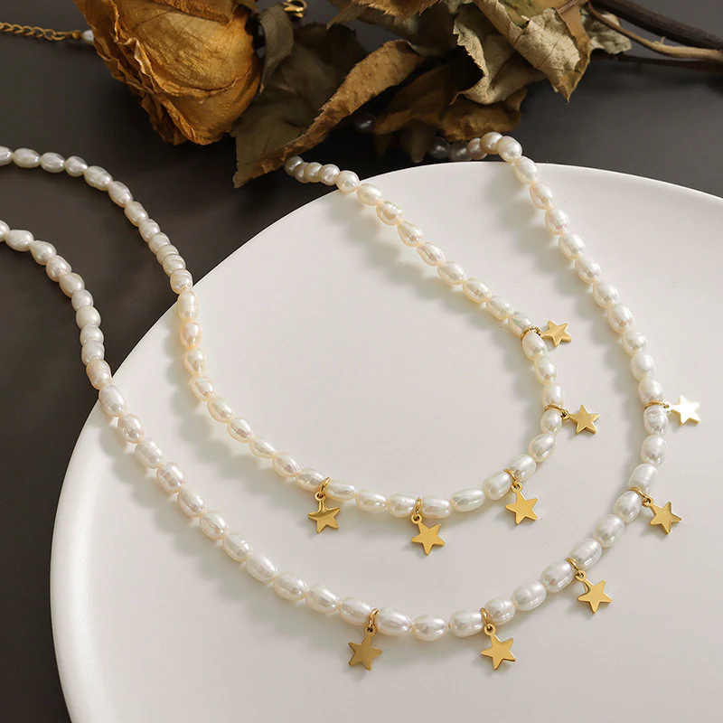 5 Star Charms Freshwater Pearl Necklace