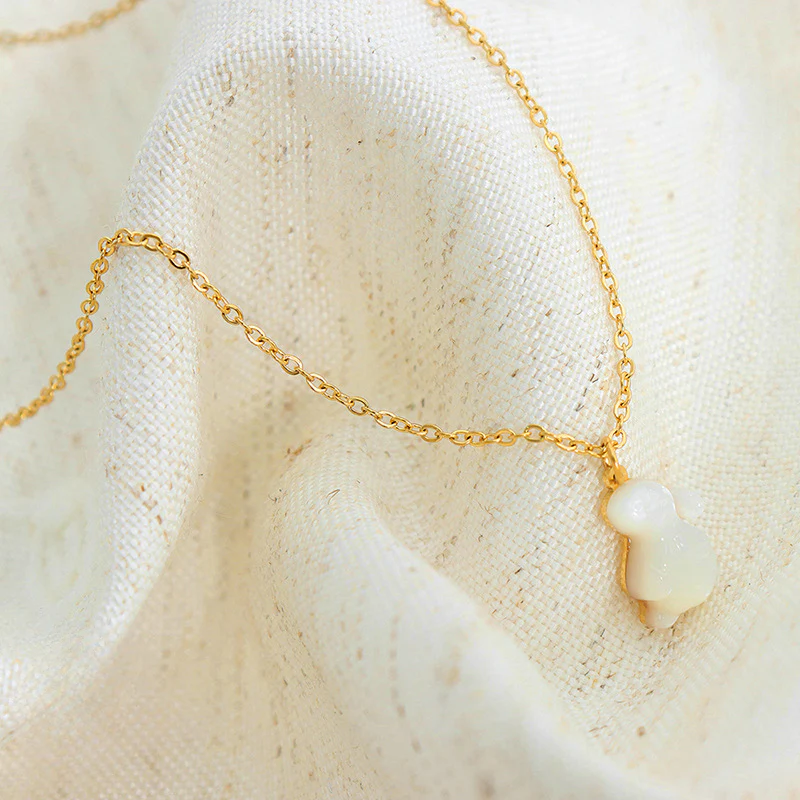 Natural Mother of Pearl Rabbit Pendant Necklace