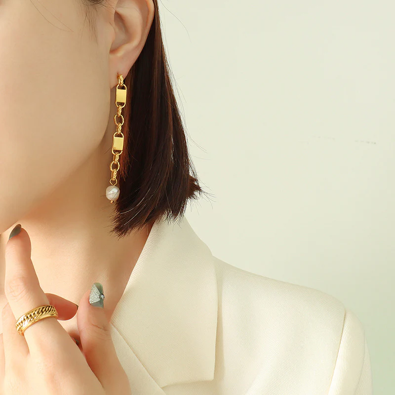 Long Chain Tassel Freshwater Pearl Drop Earrings