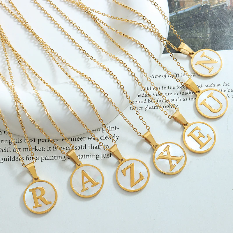 A-Z Initial Round Coin Pendant Letter Necklace