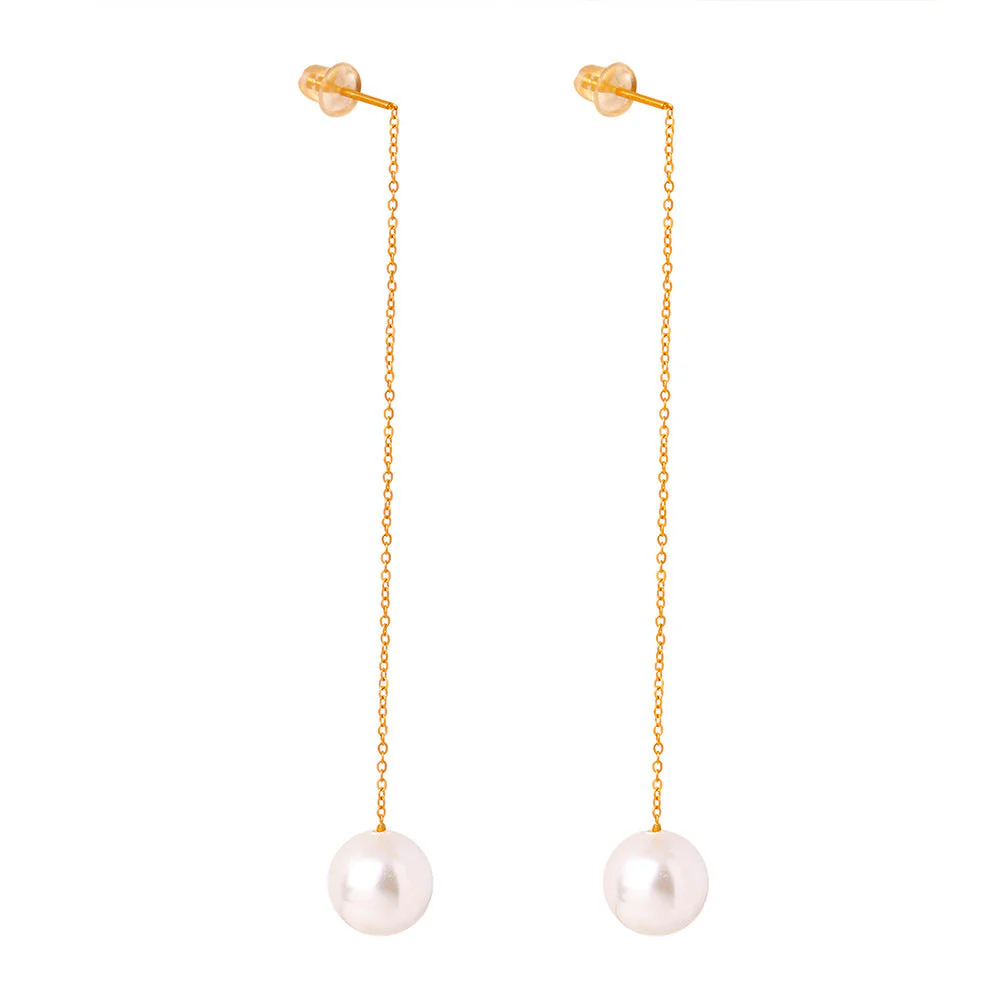 Linear Pearl Drop Earrings