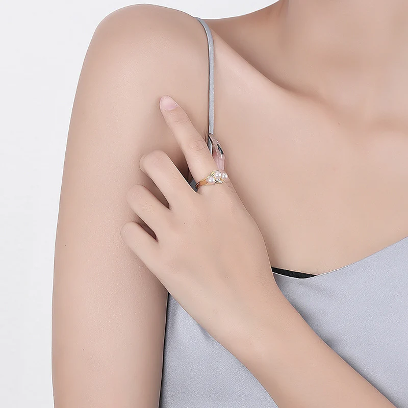 S925 Three Pearls Ring