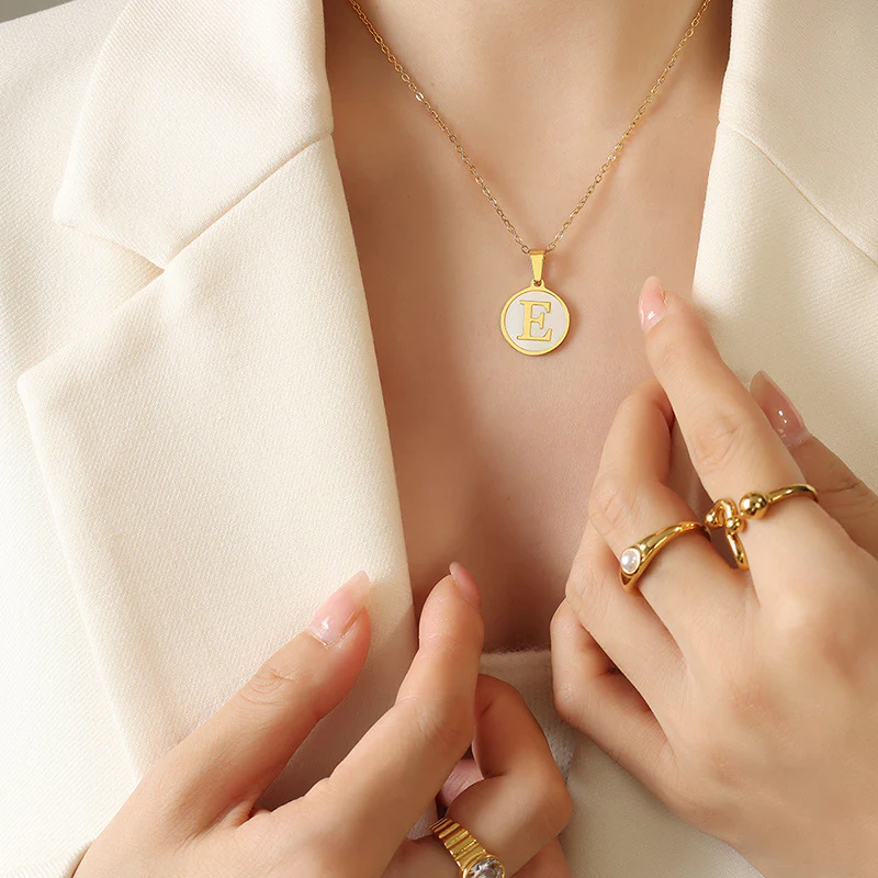 A-Z Initial Round Coin Pendant Letter Necklace