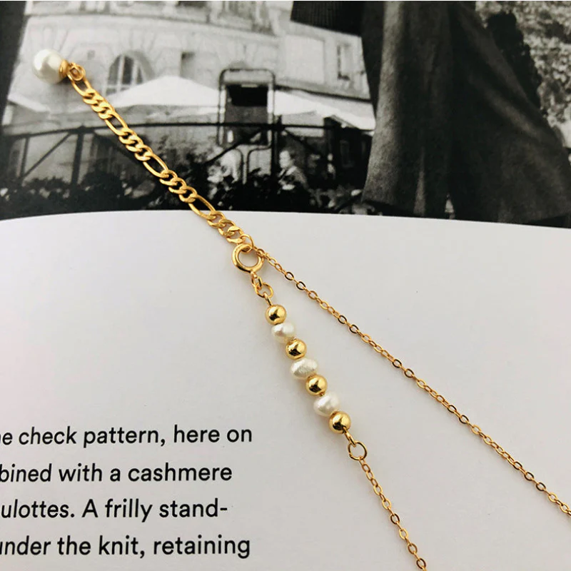 Gold Y Necklace Pearl Drop Pendant