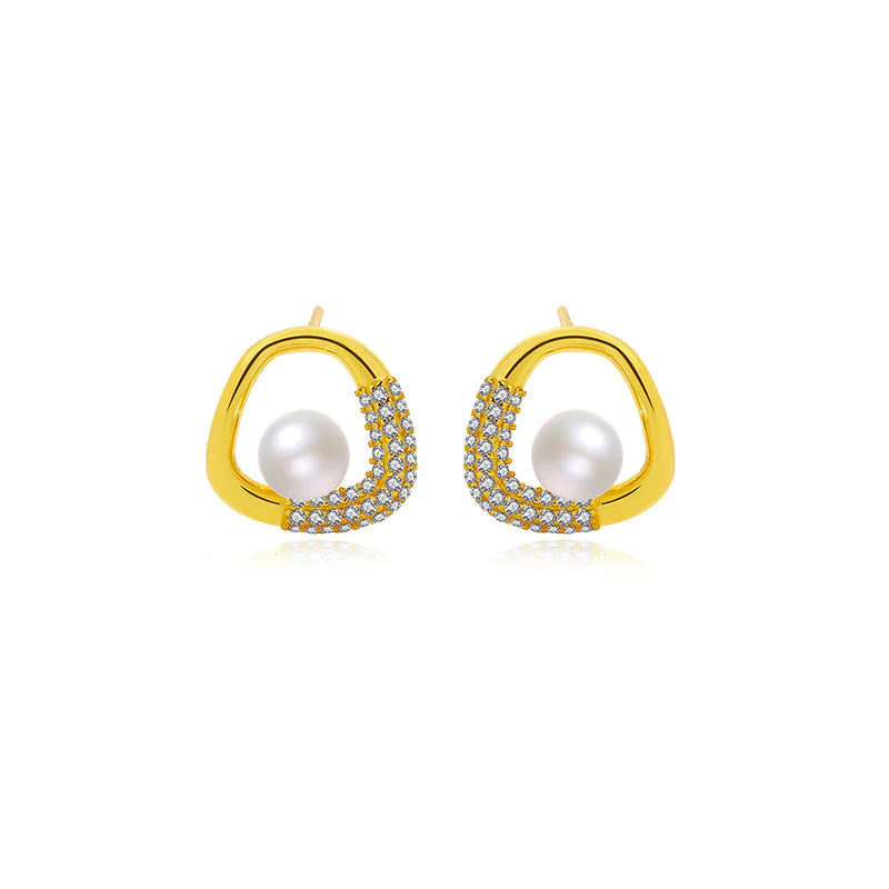 Pearl And Zircon Earrings