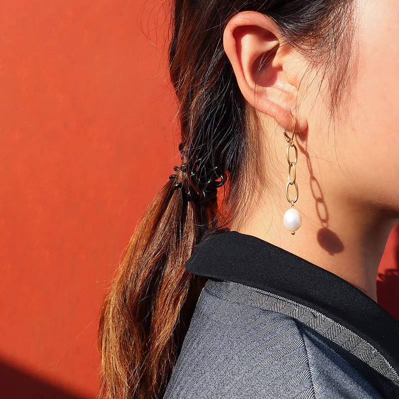 Chain Tassel Pearl Dangle Earring