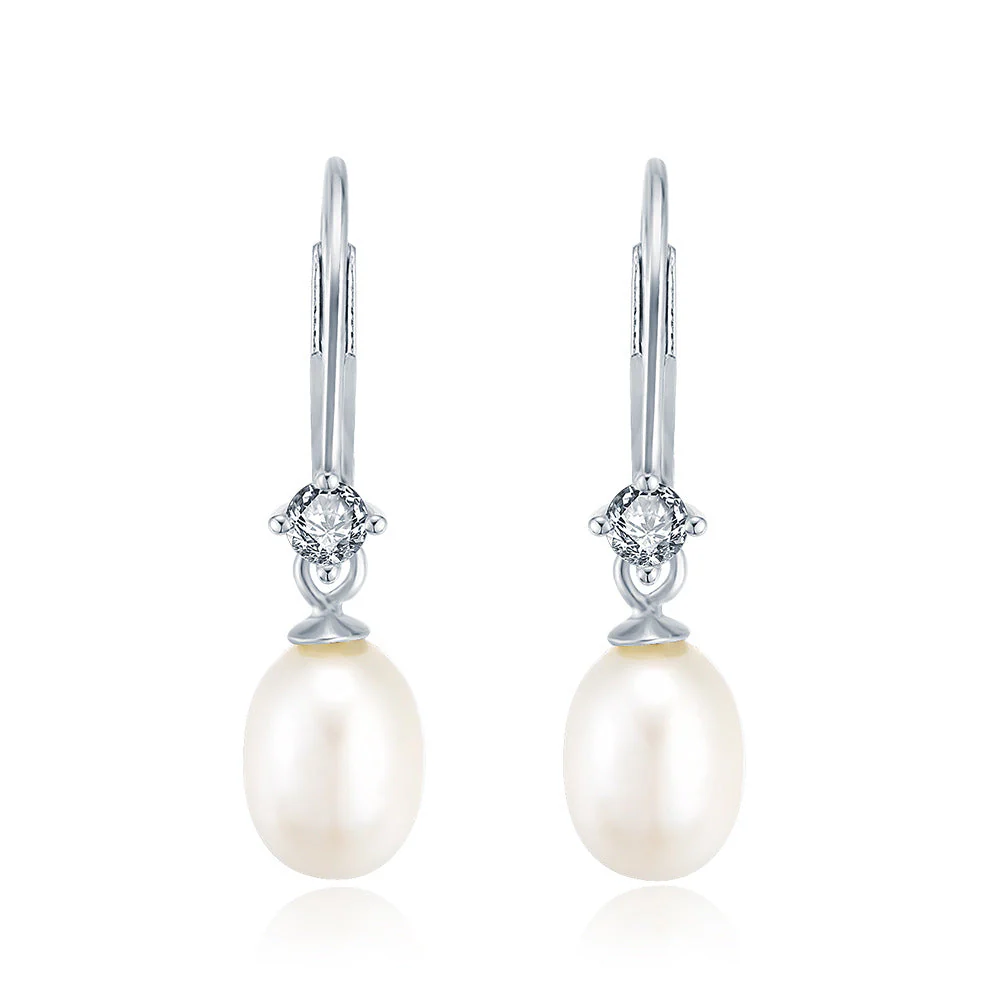 Oval Pearl Drop Earrings