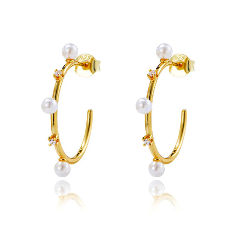 Unique Zircon Pearl Hoops Earring