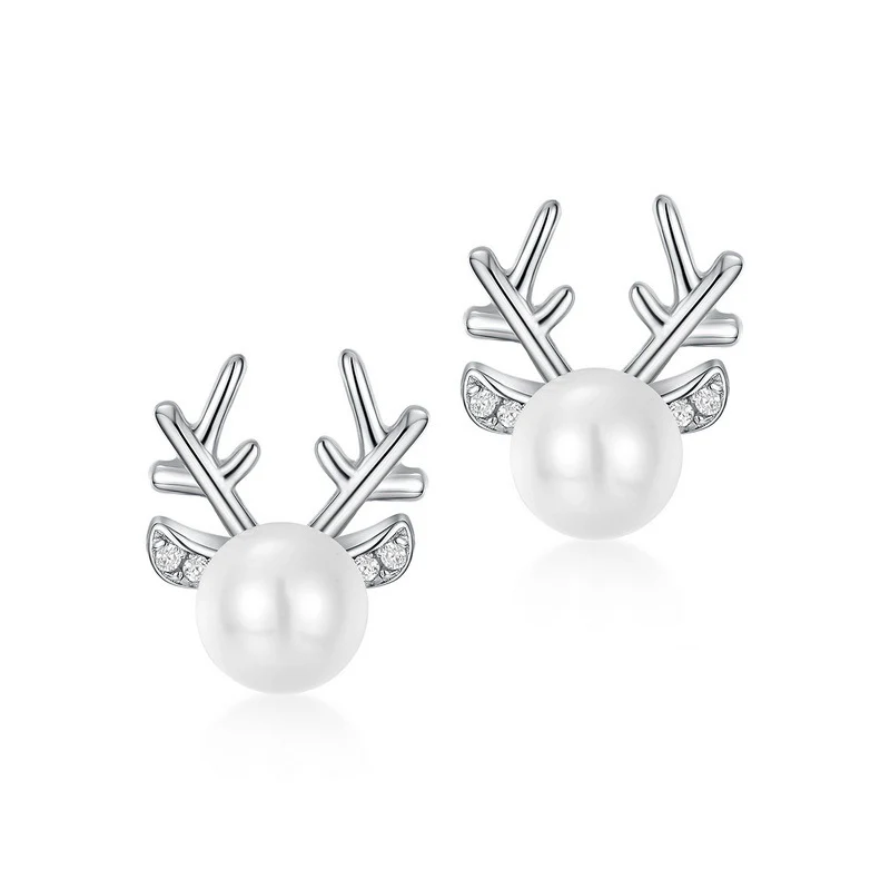 Elk Horns Christmas Pearl Earrings