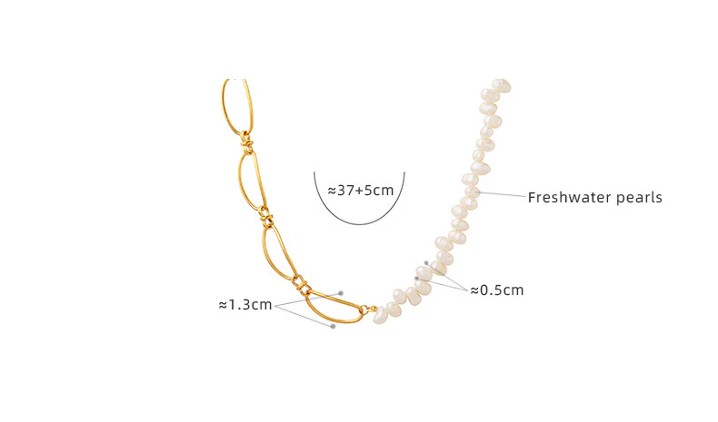Personality Half Pearl Half Chain Necklace