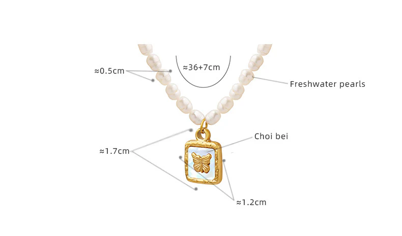 Embossed Butterfly Inlay Mother of Pearl Pendant Necklace