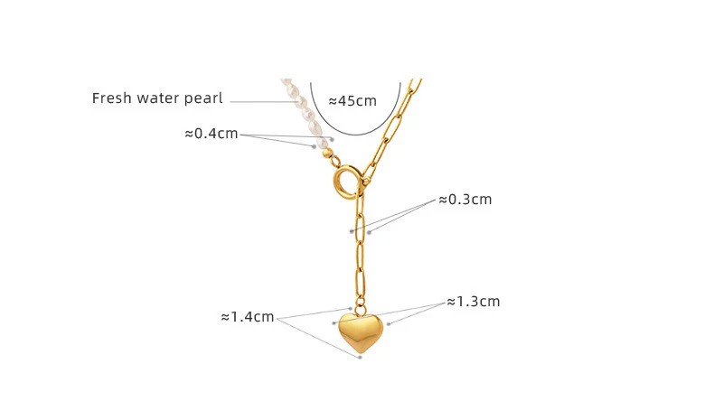 Adjustable Half Pearl Half Chain Heart Necklace