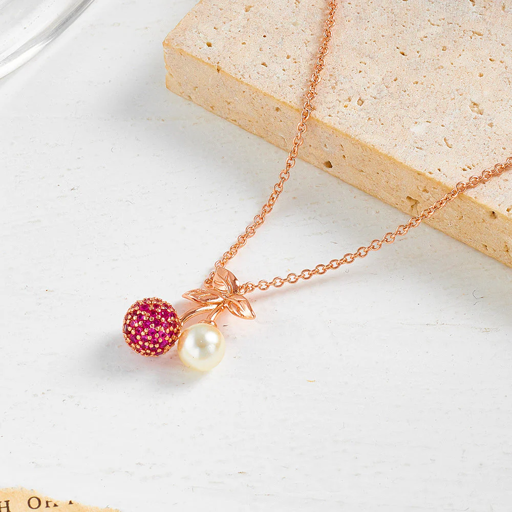 Cherry Dainty Pearl Necklace