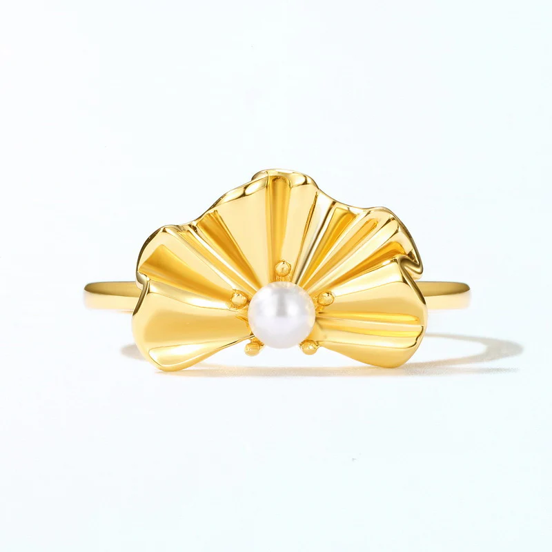 Cosmos Flower Pearl Ring