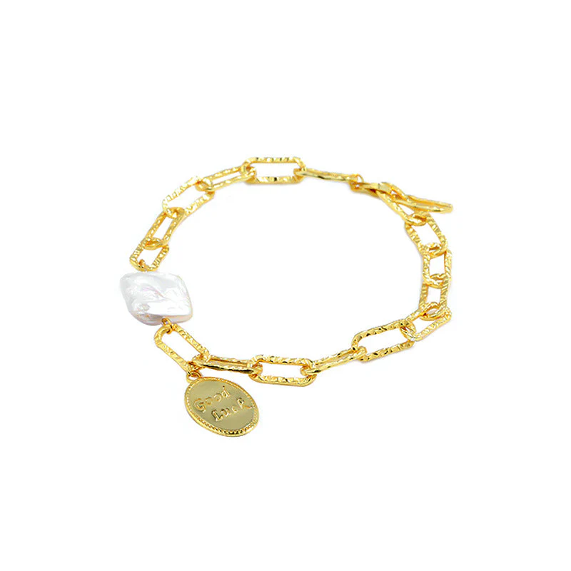 Good Luck Coin Baroque Pearl Bracelet