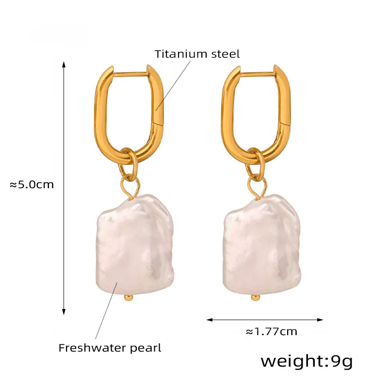 Flat Baroque Pearl Drop Earrings
