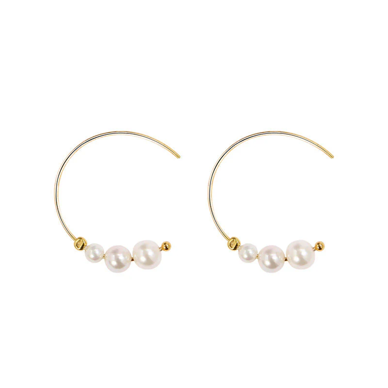 Geometric Pearl Hoop Earrings