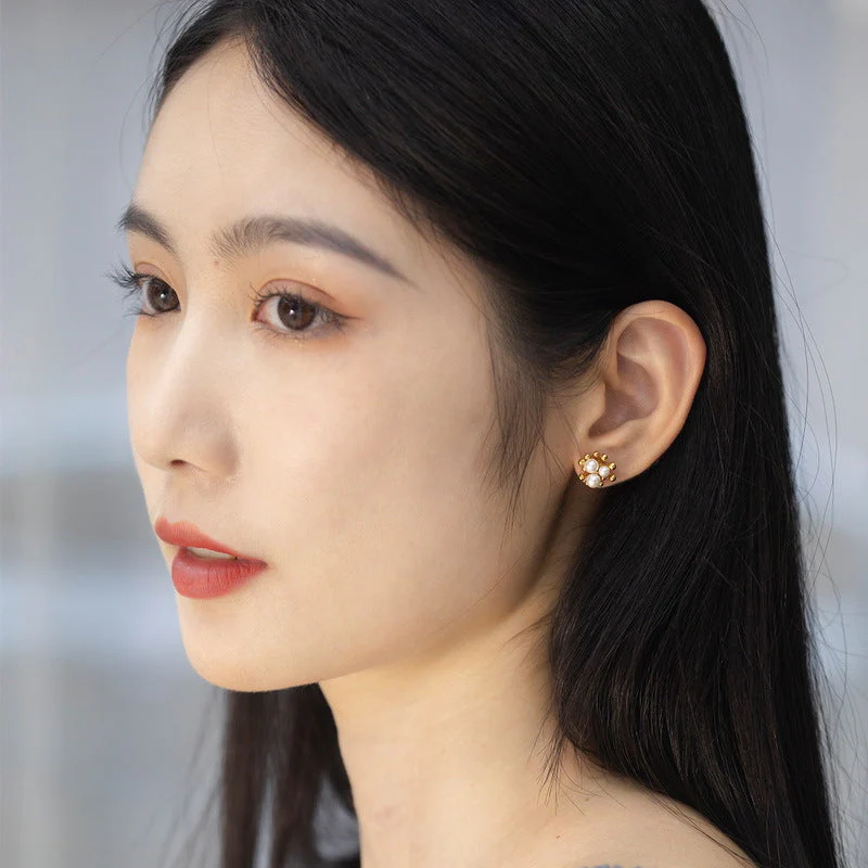 Vintage Pearl Cluster Earrings