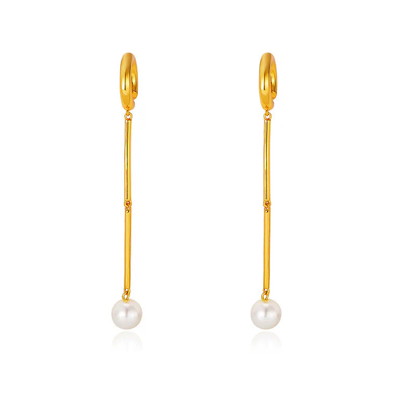 Long Drop Pearl Tassel Earrings