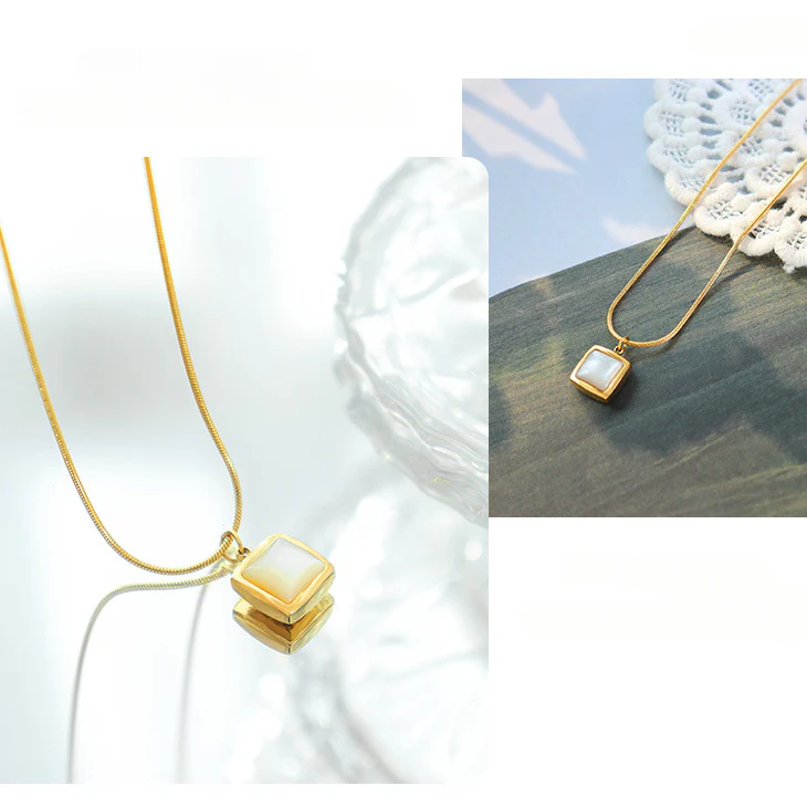 Polished White Scallop Shell Necklace