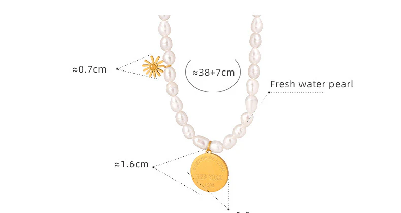 New York Coin Pendant Freshwater Pearl Necklace