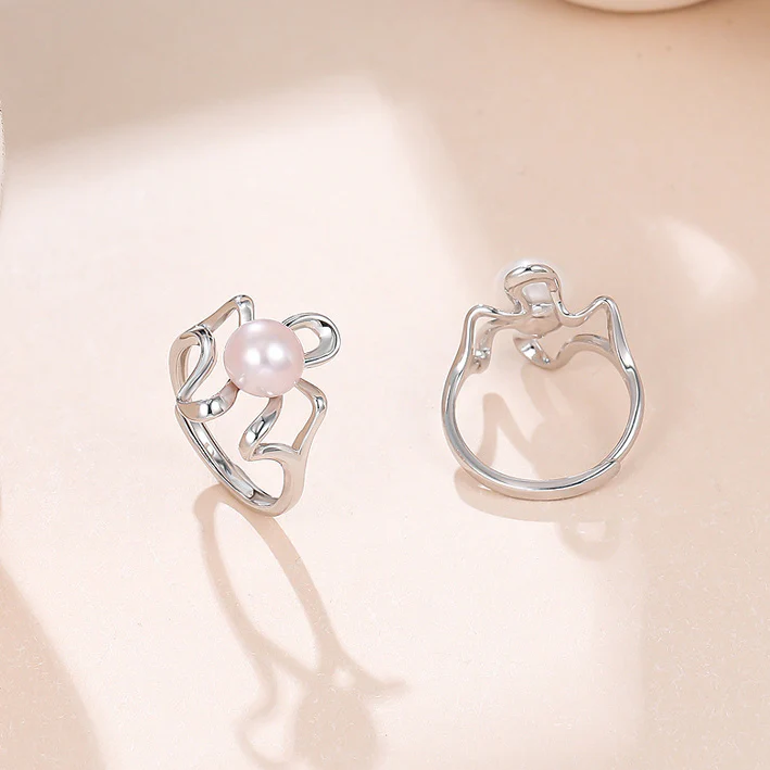 Geometric Wrap Pearl Ring