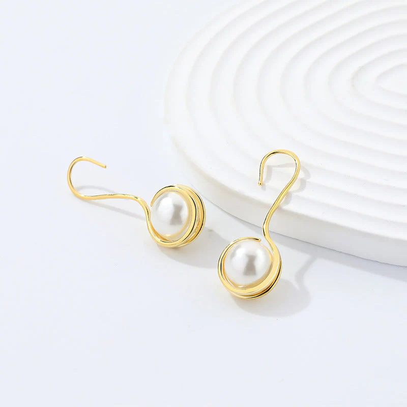 Seahorse Dangle Pearl Drop Earrings