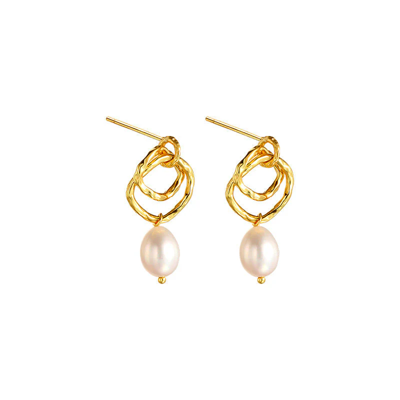 Double Hoop Pearl Earrings